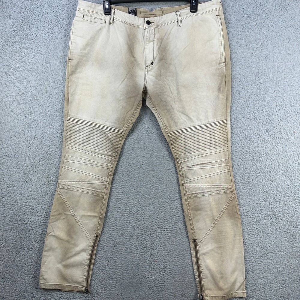 PRPS Savoy Jeans Straight Leg Mens 42 White Brown Pocket Denim Casual Outdoor